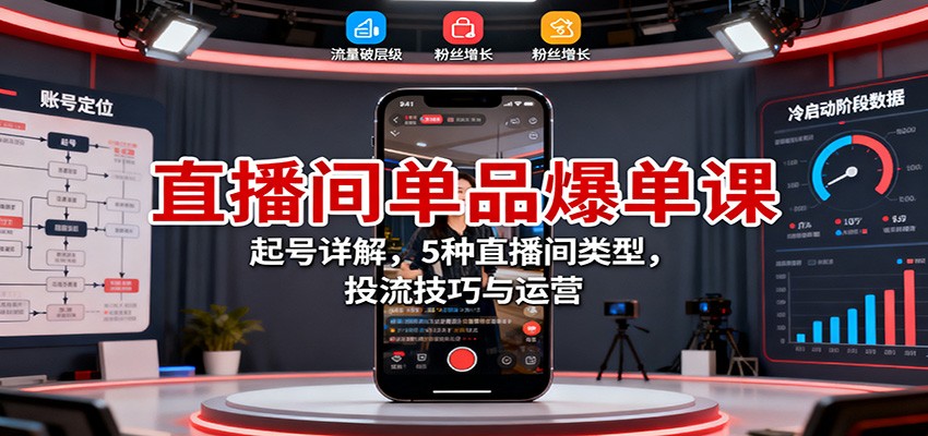 直播间单品爆单课：起号详解，5种直播间类型，投流技巧与运营-千帆创业