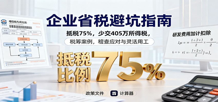 企业省税避坑指南：抵税75%，少交405万所得税，税筹案例，稽查应对与灵活用工-千帆创业
