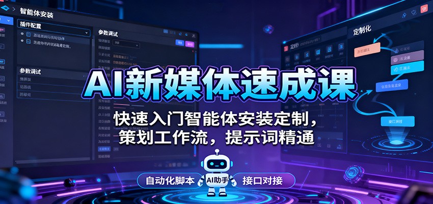 AI新媒体速成课：快速入门智能体安装定制，策划工作流，提示词精通-千帆创业