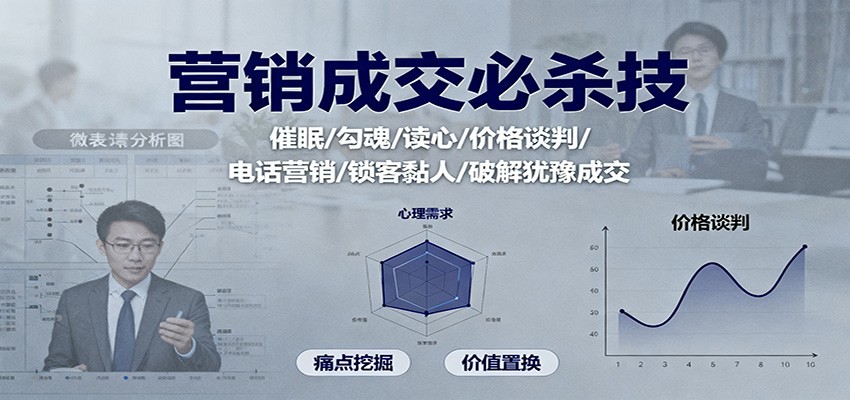 营销成交必杀技：催眠/勾魂/读心/价格谈判/电话营销/锁客黏人/破解犹豫成交-千帆创业
