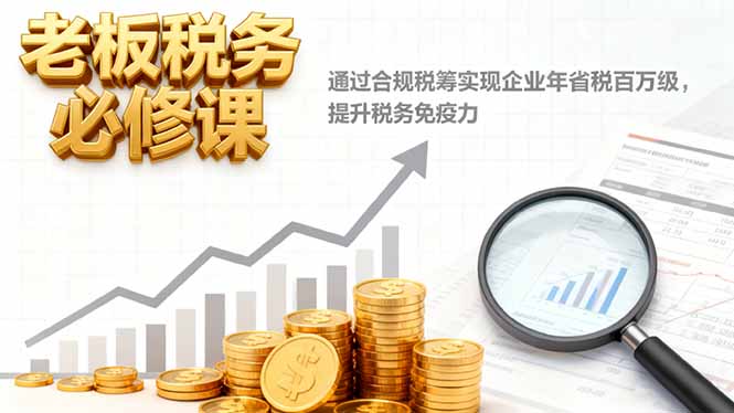 老板税务必修课，通过合规税筹实现企业年省税百万级，提升税务免疫力-千帆创业