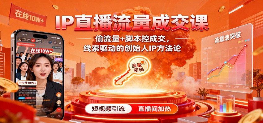 IP直播流量成交课：偷流量+脚本控成交，线索驱动的创始人IP方法论-千帆创业