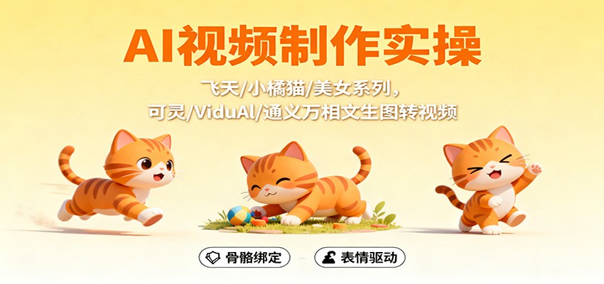 AI视频制作实操，飞天/小橘猫/美女系列，可灵/ViduAl/通义万相文生图转视频-千帆创业
