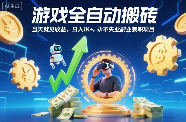 游戏全自动搬砖,当天就见收益,日入1K+,永不失业副业兼职项目【揭秘】-千帆创业