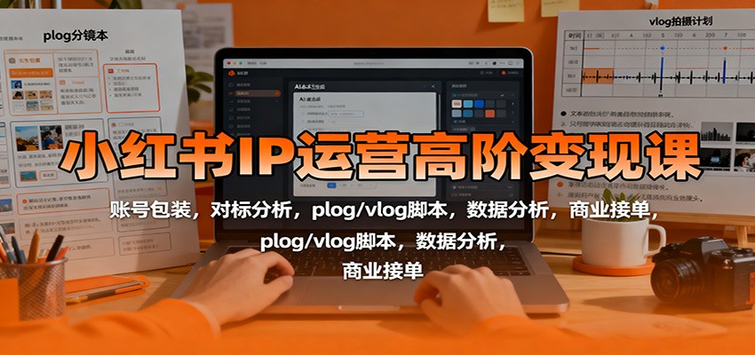 小红书IP运营高阶变现课：账号包装，对标分析，plog/vlog脚本，数据分析，商业接单-千帆创业