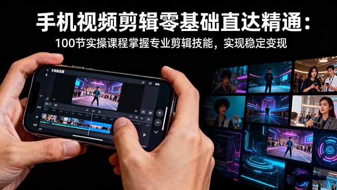 手机视频剪辑零基础直达精通:100节实操课程掌握专业剪辑技能,实现稳...-千帆创业