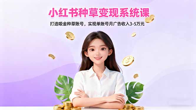 小红书种草变现系统课：打造吸金种草账号，实现单账号月广告收入3-5万元-千帆创业