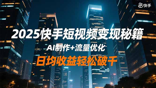 2025快手短视频变现秘籍，AI制作+流量优化，日均收益轻松破千-千帆创业