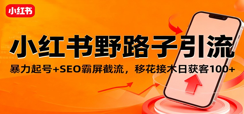 小红书野路子引流，暴力起号+SEO霸屏截流，移花接木日获客100+-千帆创业