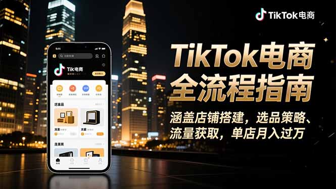 TikTok电商全流程指南，涵盖店铺搭建、选品策略、流量获取，单店月入过万-千帆创业