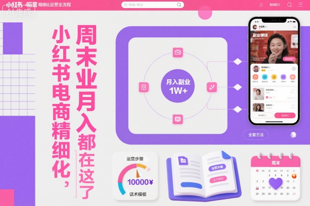 小红书电商精细化运营全流程,周末副业月入1W+,全套方法都在这了-千帆创业