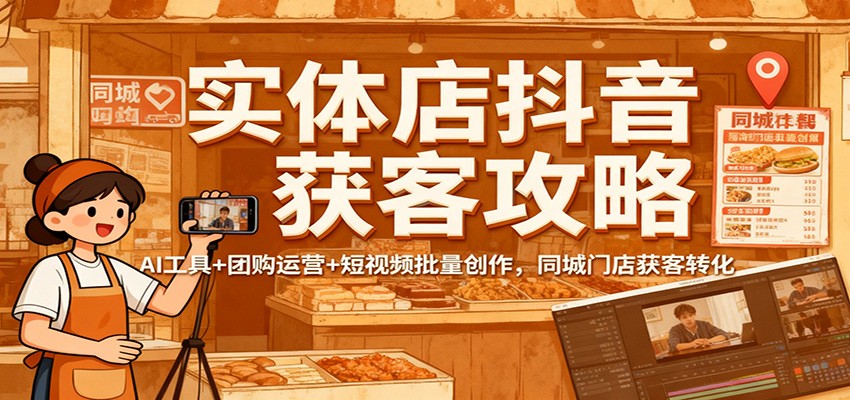 实体店抖音获客攻略：AI工具+团购运营+短视频批量创作，同城门店获客转化-千帆创业