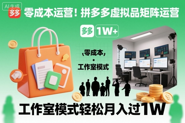 零成本运营!拼多多虚拟品矩阵运营,工作室模式轻松月入过1W-千帆创业