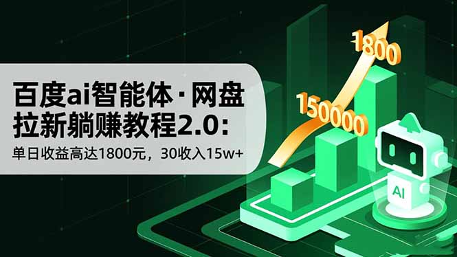 百度ai智能体·网盘拉新躺赚教程2.0:单日收益高达1800元,30收入15w+-千帆创业