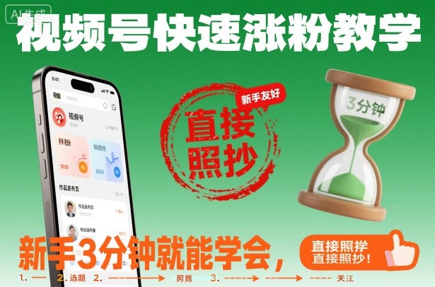 视频号快速涨粉教学,新手3分钟就能学会,直接照抄!-千帆创业