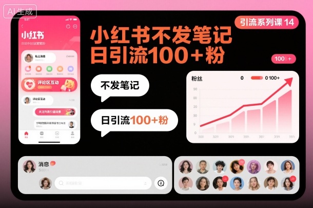 引流系列课14:小红书不发笔记日引流100+粉-千帆创业